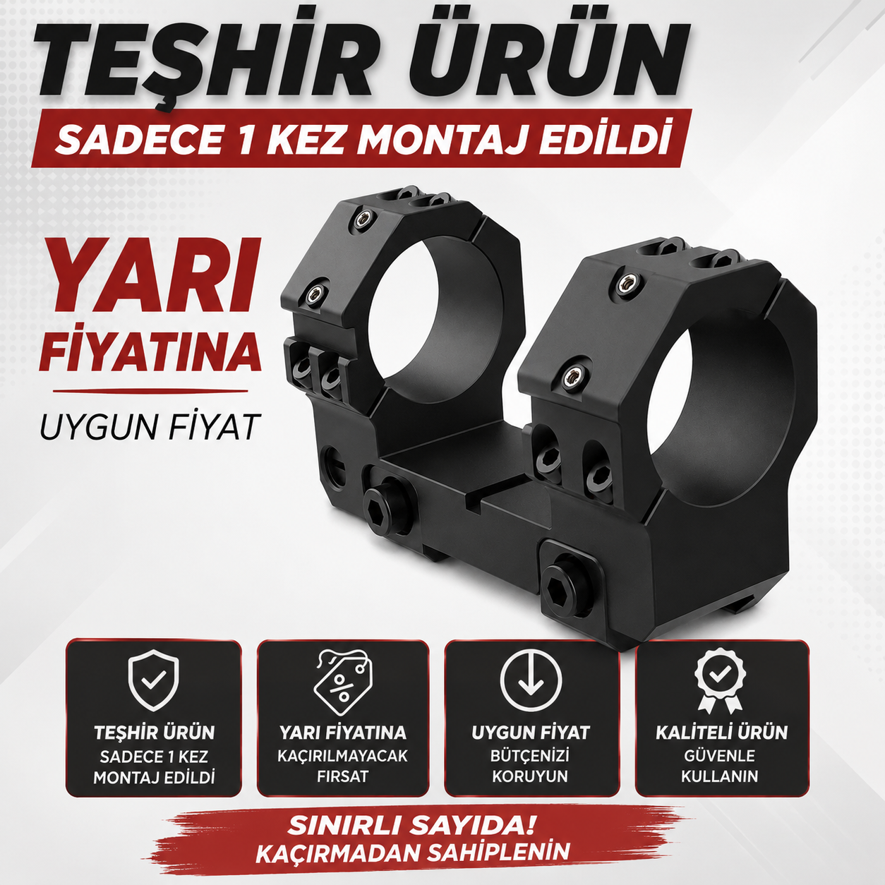 3E KESKİN Mount 34mm 20 MOA Tek Parça Tüfek Dürbün Ayağı
