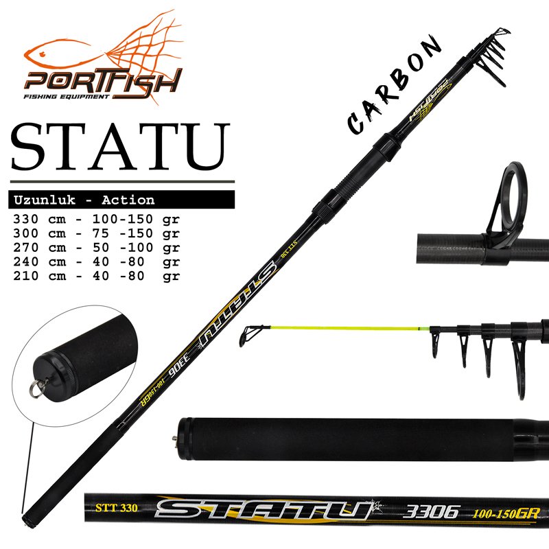 Portfish Statu Teleskopik Fiber Olta Kamışı 210 cm 40-80 gr