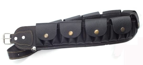 12 kalibre kapaklı deri fişeklik 30 lu siyah