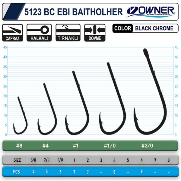 Owner 5123 Ebi Baitholder Black Chrome İğne 8