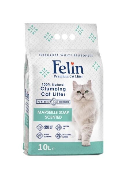 Felin Marsilya Sabunu Kokulu Topaklanan İnce Taneli Kedi Kumu 10L