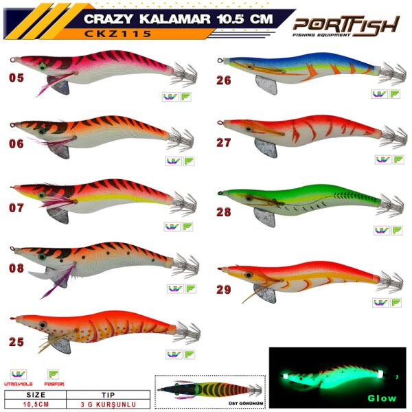 Portfish Crazy Kalamar Zokası 3 gr  Kurşunlu 10,5 cm 28