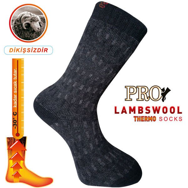 13906 Yupık Havlu Lambswool Erkek Çorabı Siyah 41-44