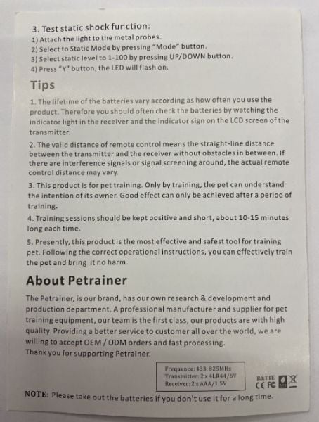 Petrainer Köpek Eğitim Tasması