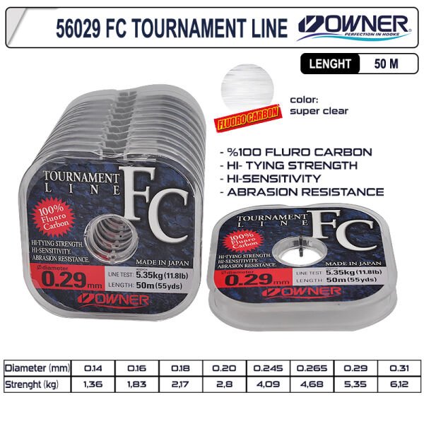 Owner 56029 Tournament Fc Fluorocarbon Misina 50m 0,18