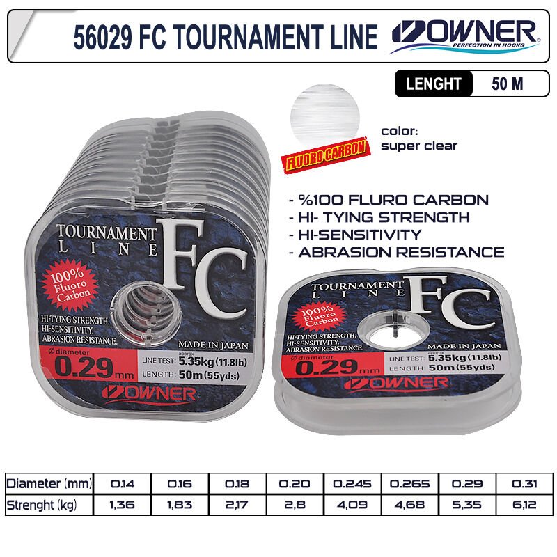 Owner 56029 Tournament Fc Fluorocarbon Misina 50m 0,24