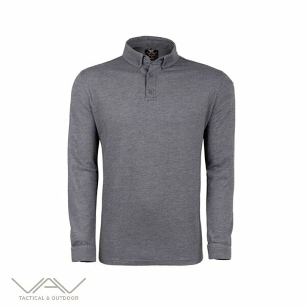 VAV Tlac-04 Polo Yaka Uzun Kol Tişört Füme S