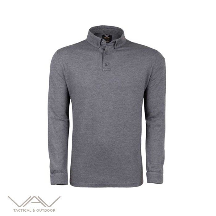 VAV Tlac-04 Polo Yaka Uzun Kol Tişört Füme XXS