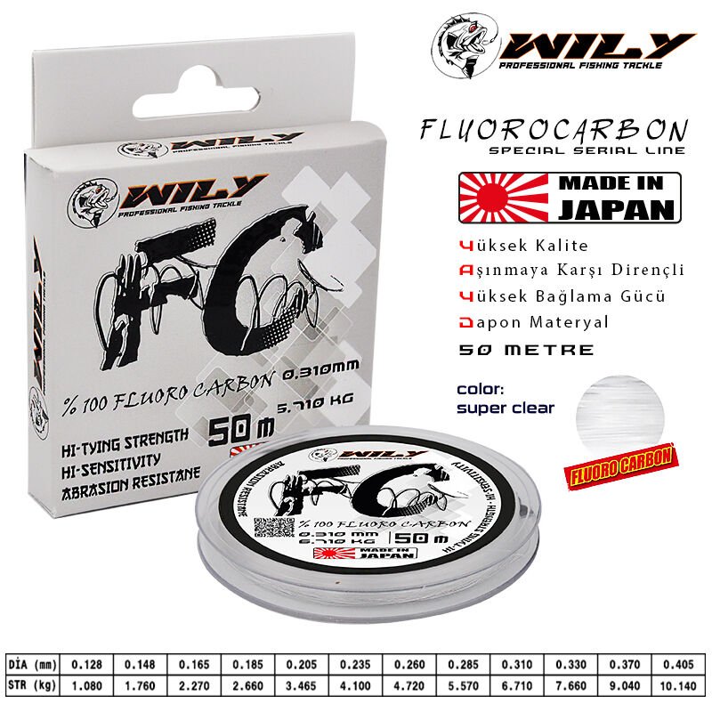 Wily FC Fluoro Carbon Misina 50 mt 0.165