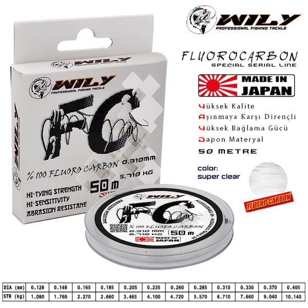 Wily FC Fluoro Carbon Misina 50 mt 0.165