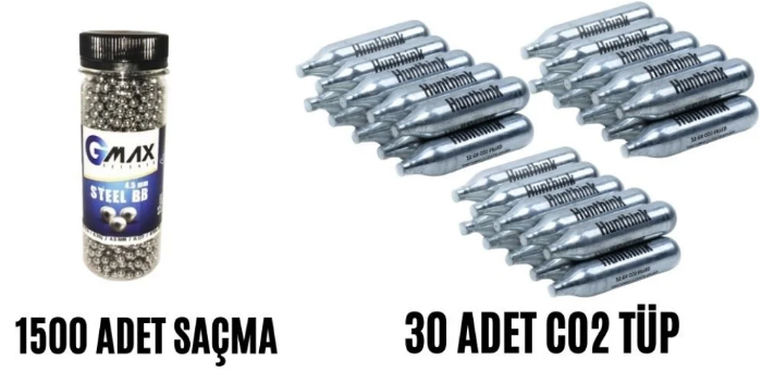 Havalı Tabanca Bb ve CO2 30 Tüp Seti