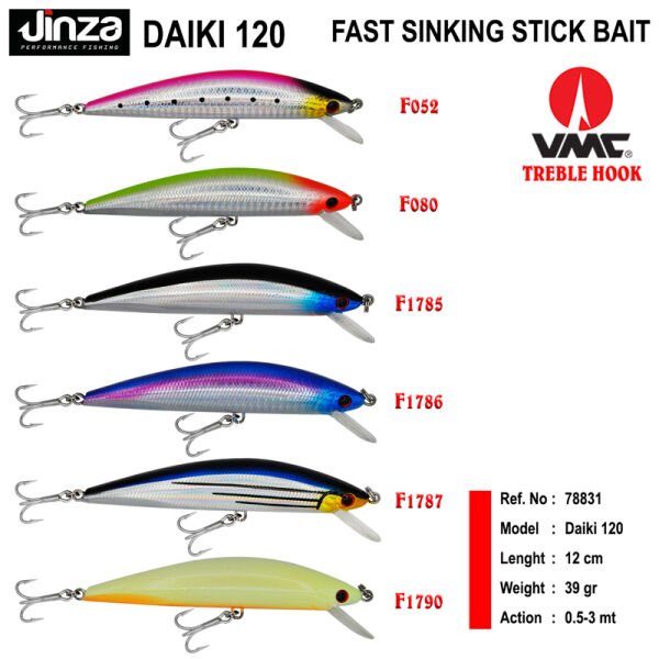 Jinza Daiki 12 cm 39 gr Sinking Maket Balık F1786