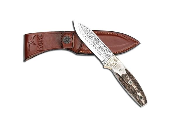Bora 309 Boynuz Saplı Gravürlü Falcon Bıçak
