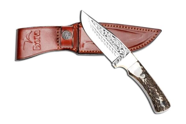 Bora 311 Boynuz Saplı Gravürlü Lynx Bıçak