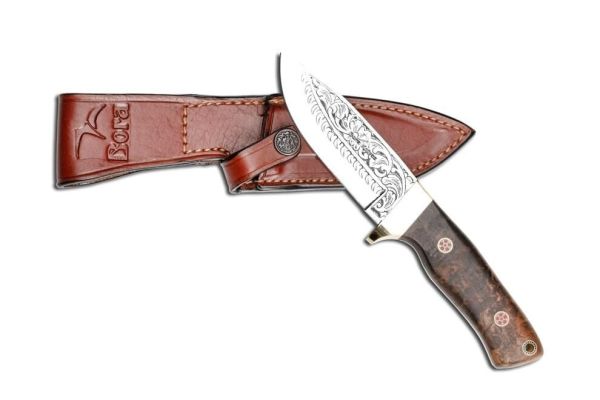 Bora 418 Kök Ceviz Ağacı Saplı Gravürlü Wild Boar Bıçak