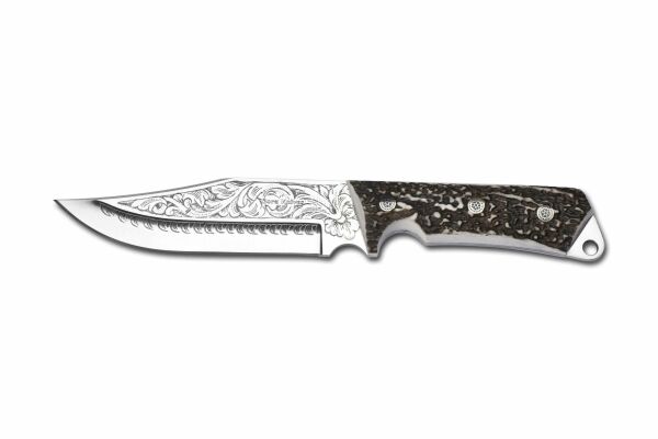 Bora 415 Küçük Jungle Boynuz Sap Gravürlü Bıçak