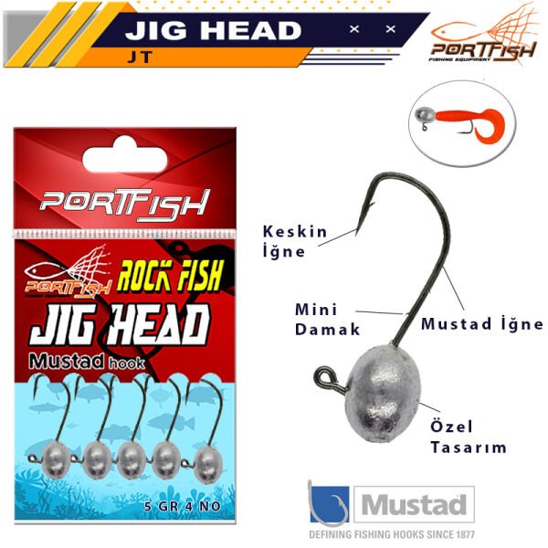 Portfish Jig Head Mustad İğneli 5li Pkt 4 Numara 4 g