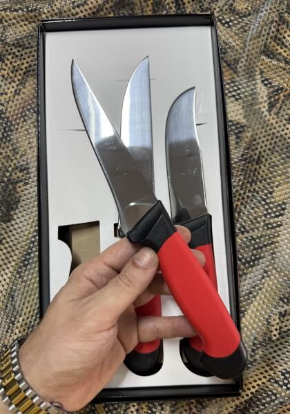 3’lü El Yapımı Dövme Çelik Bıçak Seti Kesme/Yüzme/Sıyırma