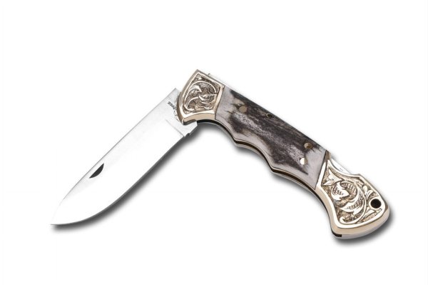 Bora 210 BG Ergonomik Yuvarlak Uçlu Boynuz Saplı Gravürlü Çakı