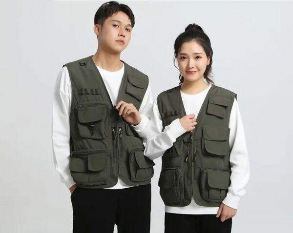Örgü Çok Cepli Unisex Spor Balıkçılık Yeleği Fotoğrafçılık İş Kıyafetleri Rahat Kargo Yelek Beden XXL