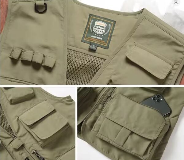 Örgü Çok Cepli Unisex Spor Balıkçılık Yeleği Fotoğrafçılık İş Kıyafetleri Rahat Kargo Yelek Beden XXXL
