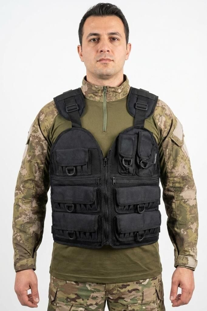 Single Sword 37 Fişeklikli Avcı Yeleği | Taktik ve Outdoor Kullanım için Siyah
