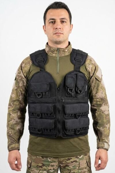 Single Sword 37 Fişeklikli Avcı Yeleği | Taktik ve Outdoor Kullanım için Siyah