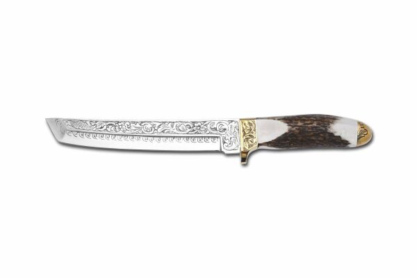 Bora 501 Tanto Boynuz Sap Gravürlü Bıçak