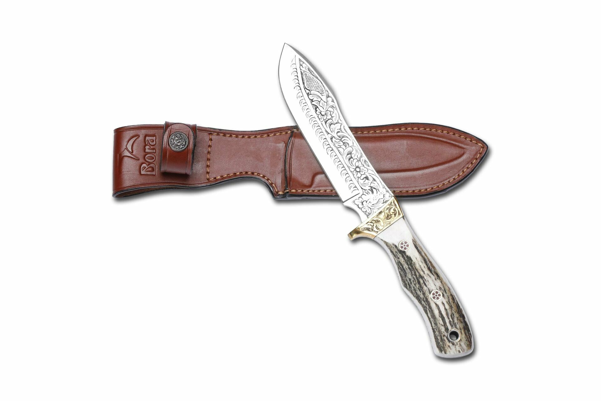 Bora 412 Safari Boynuz Sap Gravürlü Bıçak