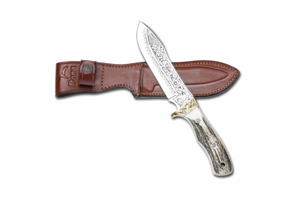 Bora 412 Safari Boynuz Sap Gravürlü Bıçak