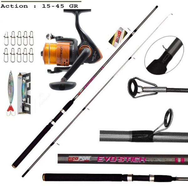 Ecoport Evo Stick 240cm Spin Kamış 15 - 45 gr. Remixon Fast Sell 4000 Spin Olta Seti