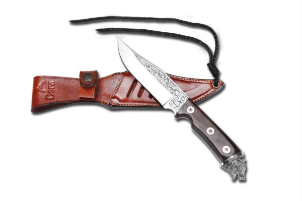 Bora 415 C Küçük Jungle Kök Ceviz Saplı Gravürlü Bıçak