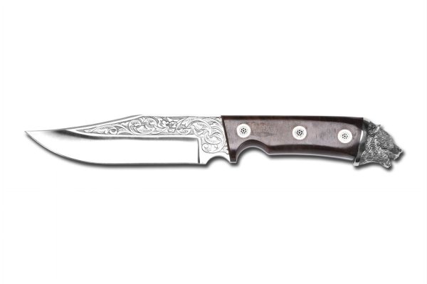 Bora 415 C Küçük Jungle Kök Ceviz Saplı Gravürlü Bıçak