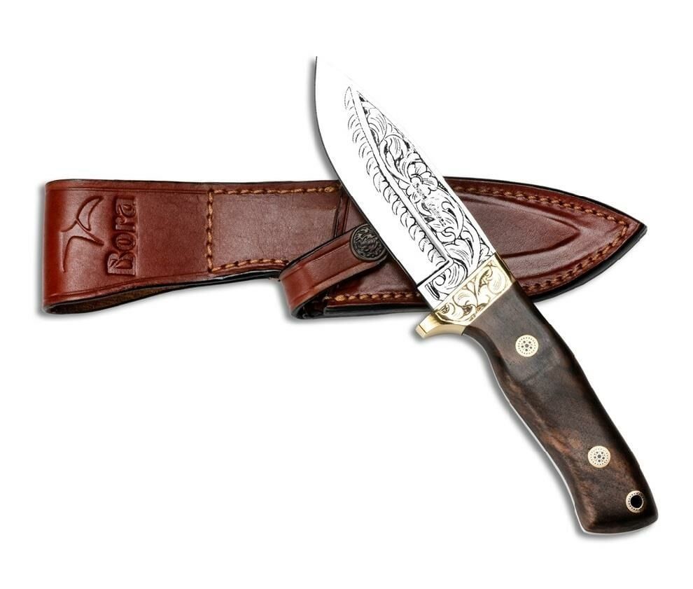 Bora 418 Kök Ceviz Wild Boar Gravürlü Bıçak