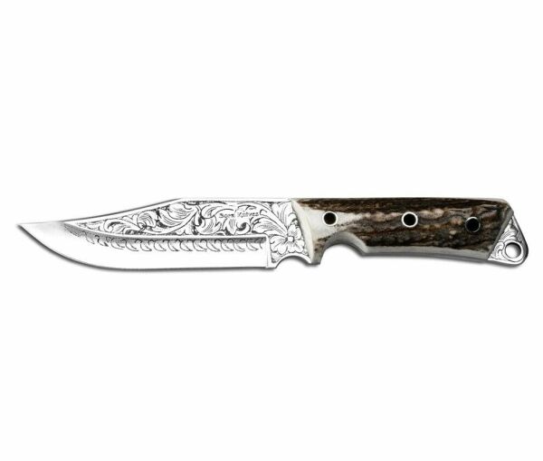 Bora 415 K. Jungle Geyik Boynuzu Saplı Gravürlü Bıçak