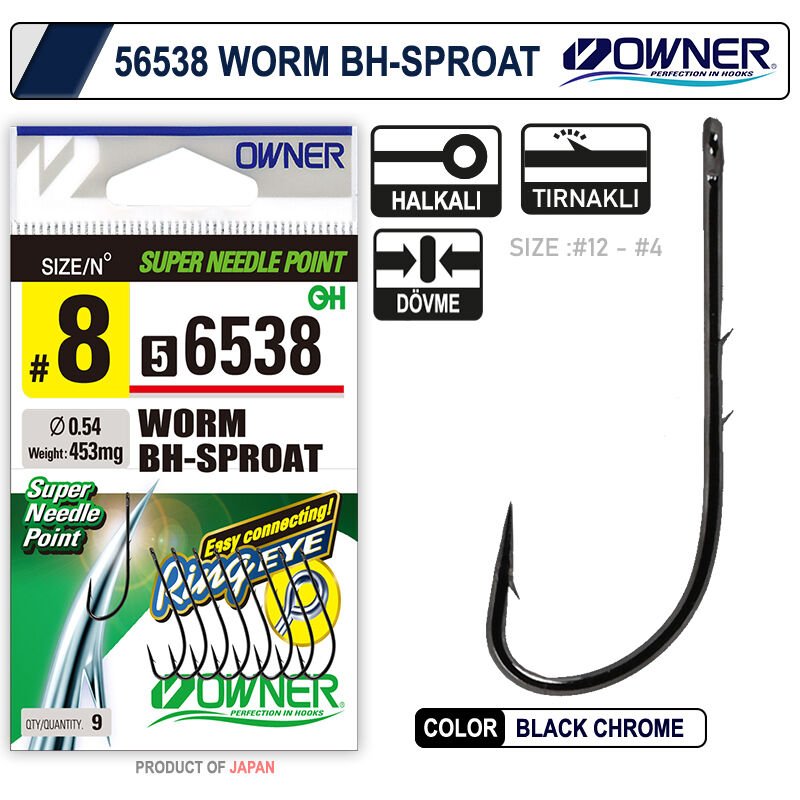 Owner 56538 Worm Bh-Sproat Black Chrome İğne 6