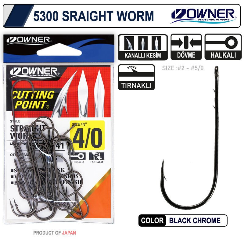Owner 5300 Straight Shank Black Chrome İğne 5-0