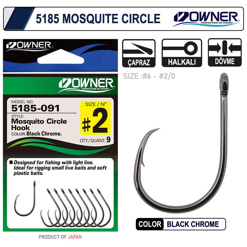Owner 5185 Mosquito Circle Black Chrome Sinek İğne 2-0