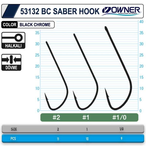 Owner 53132 Saber Hook Black Chrome İğne 1-0