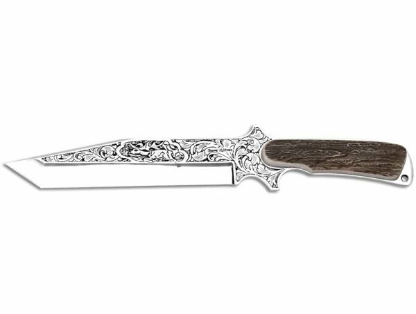 Bora 504 Büyük Shogun Geyik Boynuzu Sap Gravürlü Bıçak