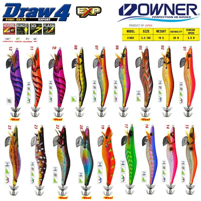 Owner 51882 DRAW SQUID ED-3,5 12CM  Kalamar 25
