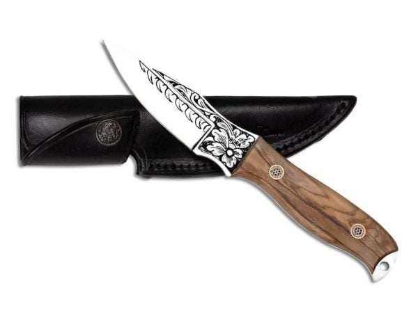 Bora 323 Crow (Caping) Zeytin Ağacı Sap Gravürlü Bıçak