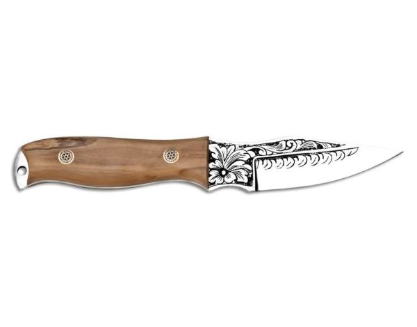 Bora 323 Crow (Caping) Zeytin Ağacı Sap Gravürlü Bıçak