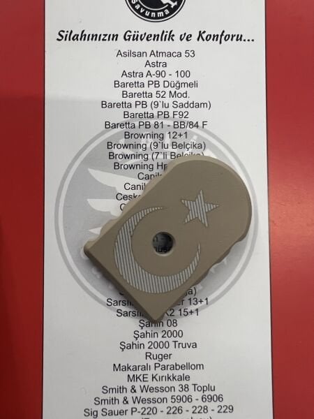 Gri Türk Bayraklı Alüminyum Şarjör Kapağı