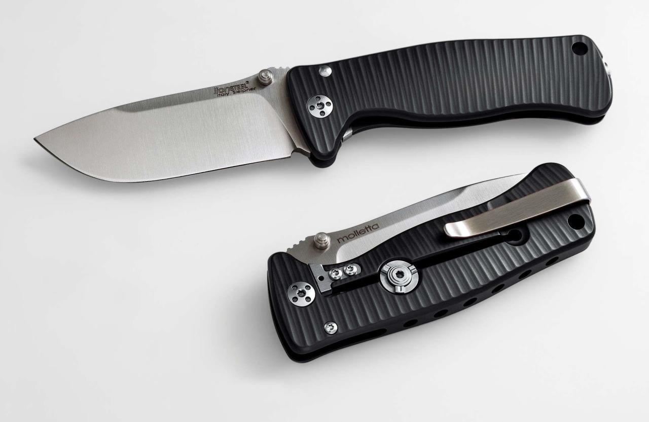Lionsteel SR2A BS Aluminium Black handle satin blade Çakı