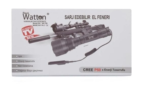 Watton Profesyonel P50'led 3.000 Lümen Şarjlı Av Feneri Wt-150