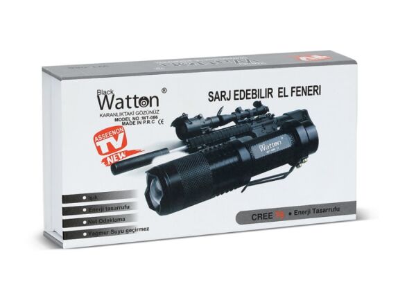 Watton 800 Lümen T6 Şarjlı EL Feneri Watton WT-149