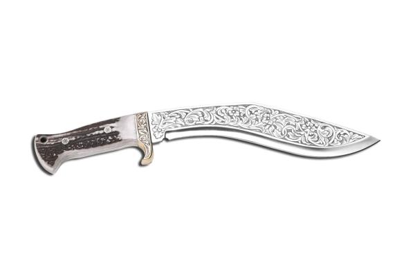 Bora 512 BG Kukri Geyik Boynuzu Saplı Gravürlü Bıçak