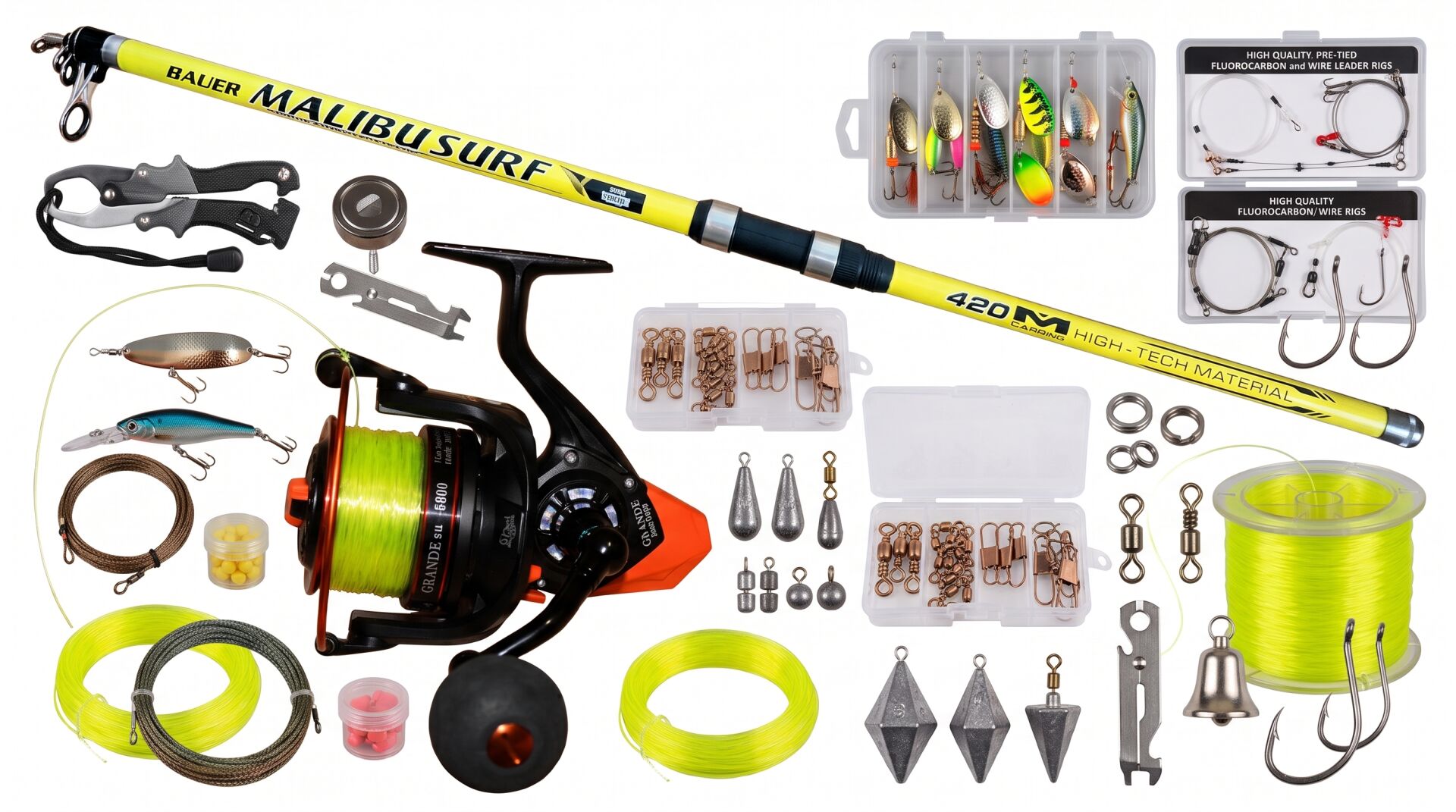 Bauer 420Cm Kamış Balza Grande 11+1 Bilye Surf Olta Seti Takımı