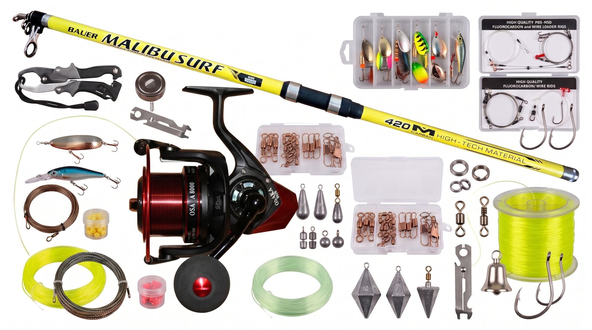 Bauer 420Cm Kamış Balza Osaka 12+1 Bilye Surf Olta Seti Takımı